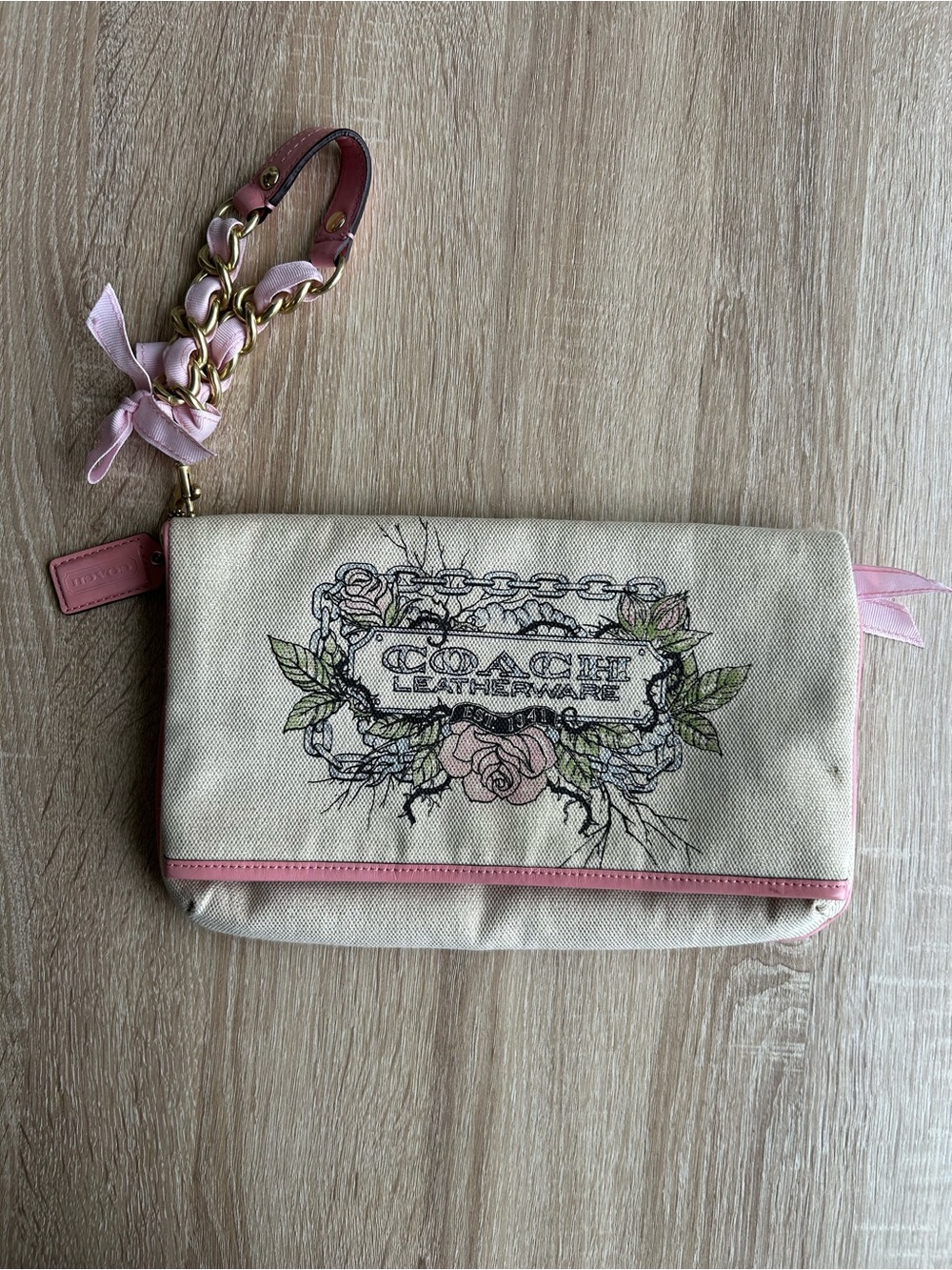 Coach Tattoo Wristlet Clutch Pink Y2K